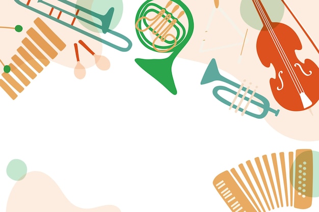 Cuadro de música de fondo png retro naranja instrumentos clásicos