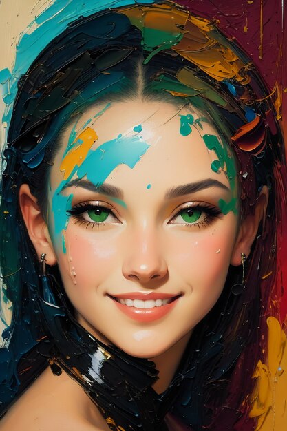 Un cuadro de una niña de ojos verdes se titula 'pintar'