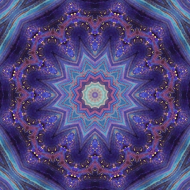 Cuadro pintado de azul místico abstracto mandala de Vishuddha chakra