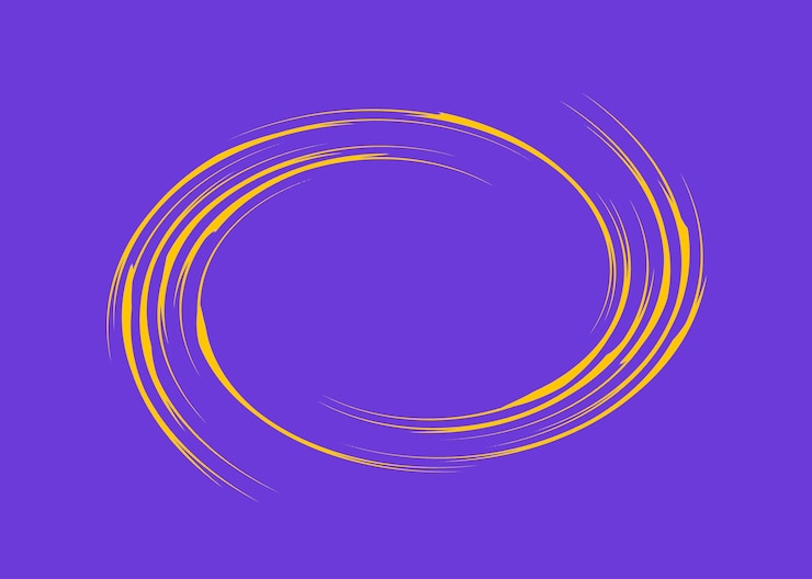 Foto cuadro de texto morado para cualquier texto con espiral amarilla. patrones circulares para decoración y diseño de texto, platos.