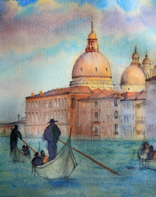 Cuadro de Venecia Italia, pintado a la acuarela