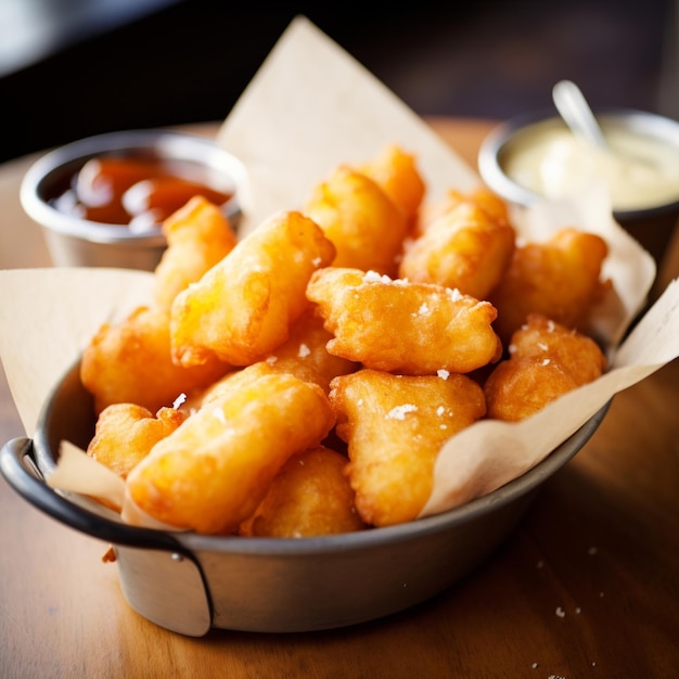 Foto la cuajada de queso de wisconsin golpeó la cuajada frita como aperitivo