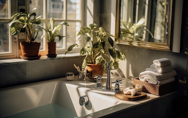 Un cuarto de baño moderno con estilo AI