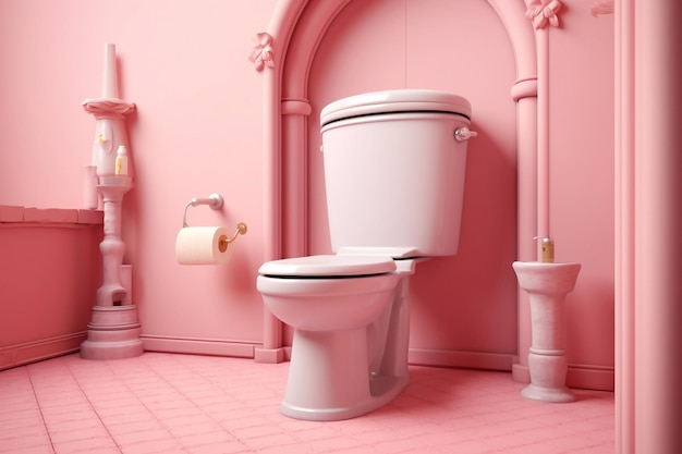 El cuarto de baño en tonos rosados