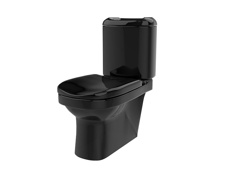 Foto cuarto de baño wc porcelana negra agua sanitaria closet3d ilustración