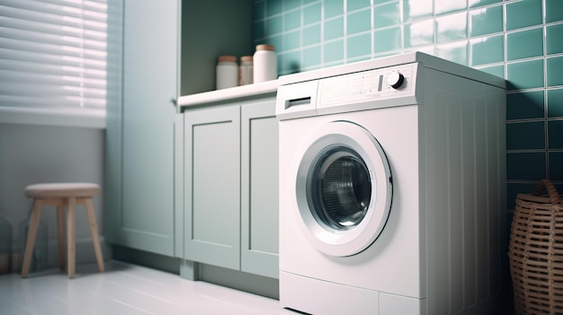 Cuarto de lavado moderno Muebles elegantes y electrodomésticos avanzados Generativo ai
