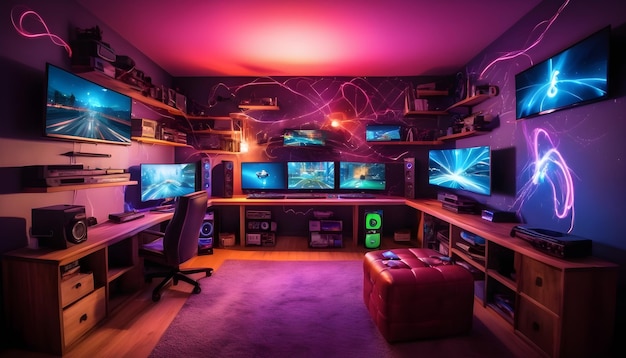 Un cuarto de videojuegos diseño de habitación paisaje papel tapiz