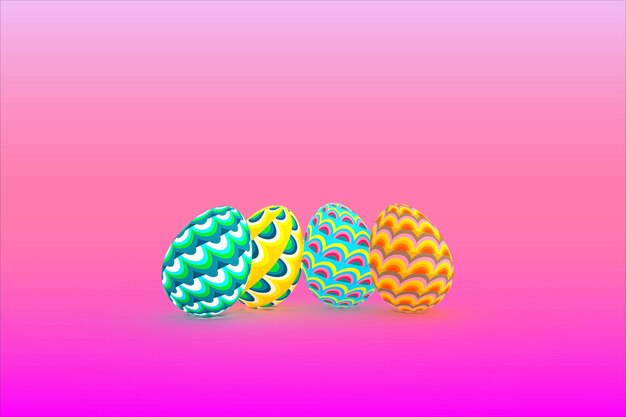 Cuatro bolas colorido amarillo rosa degradado fondo creativo diseño gráfico arte símbolo decoración ornamento negocio feliz pascua huevo orgánico regalo vacaciones marzo abril primavera temporada3d representación