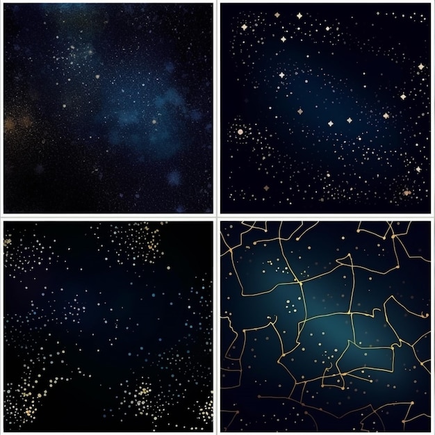 Cuatro estrellas diferentes sobre un fondo azul.