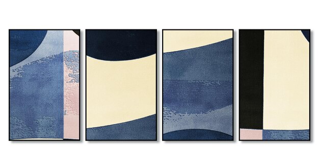cuatro imágenes de diferentes colores y una azul y amarilla