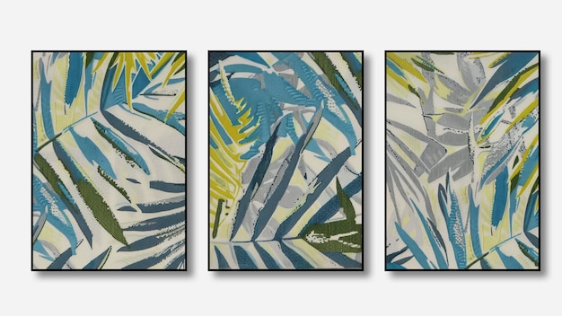 cuatro pinturas de palmeras una de las cuales tiene la palabra palma en la parte inferior