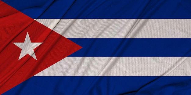 Cuba bandera ondeante con textura 3d