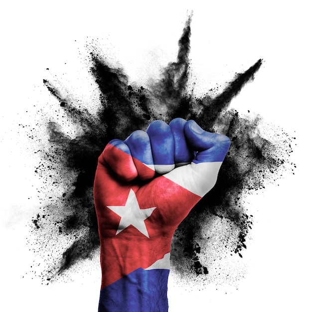 Cuba levantou o punho com conceito de protesto de poder de explosão de pó