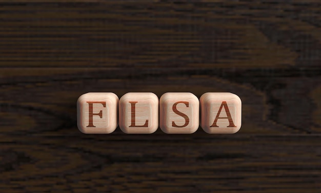 Cube Holzblock FLSA Schriftart Symbol Fair Labor Standards Act Vereinigte Staaten von Amerika Usa Business Lab