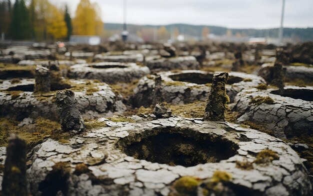 Una cubierta de campo con cráteres