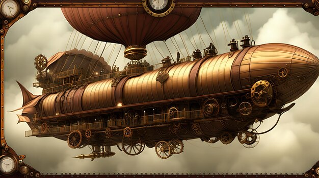 La cubierta del dirigible Steampunk