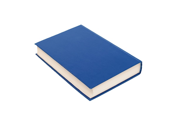 Cubierta de un libro azul aislado sobre fondo blanco.