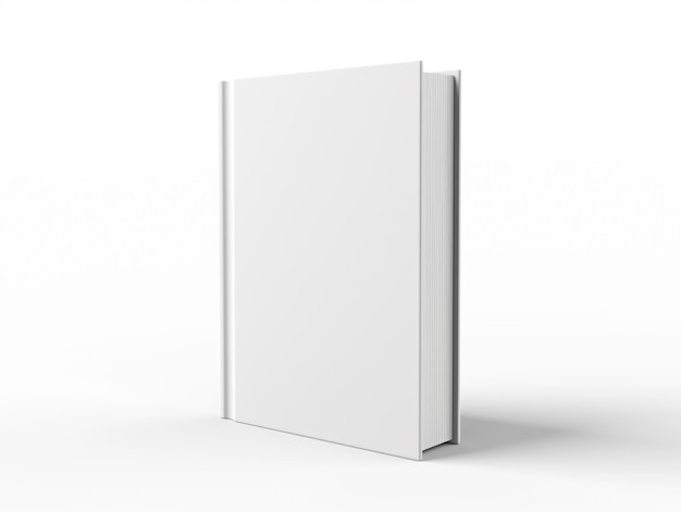 Foto cubierta de libro en blanco sobre un fondo blanco para el diseño de maqueta concepto limpio y minimalista ia generativa