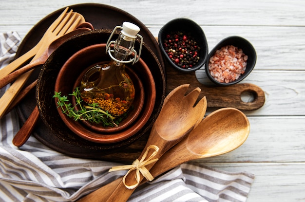 Cubiertos de madera utensilios de cocina