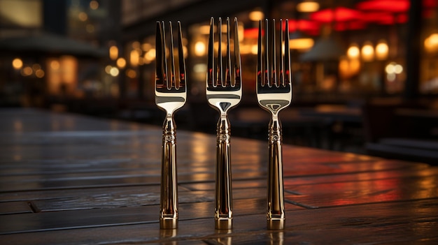 Cubiertos con un tenedor y un cuchillo en la mesa generativa ai