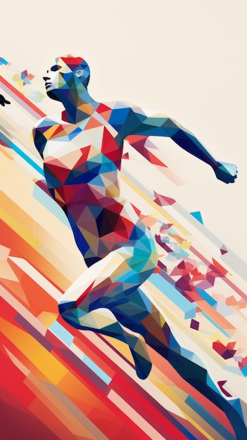 El cubismo y los gráficos en movimiento de píxeles celebran a los ganadores olímpicos