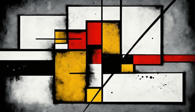 El cubista de IA generativa pintó rectángulos coloridos abstractos en un fondo de estilo mondrian