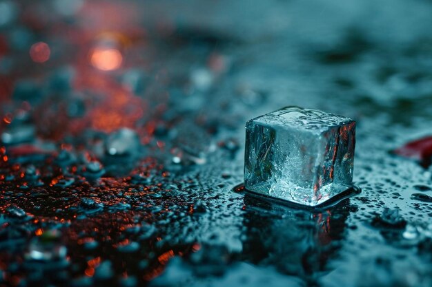 Cubito de hielo rodaja de limón transparente d