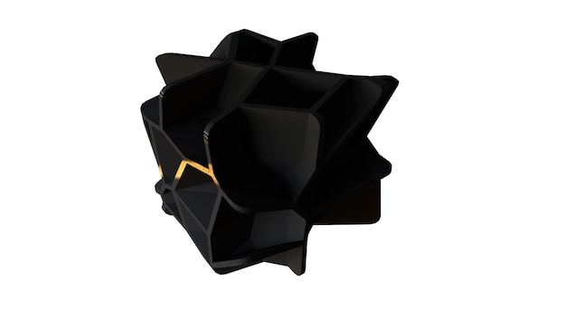 Cubo abstracto con roturas y fracturas