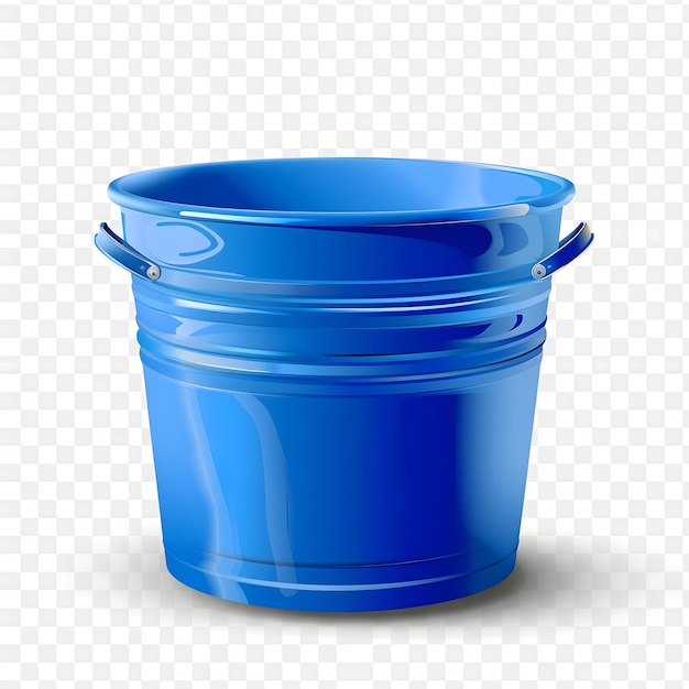 un cubo azul de agua con la tapa cerrada