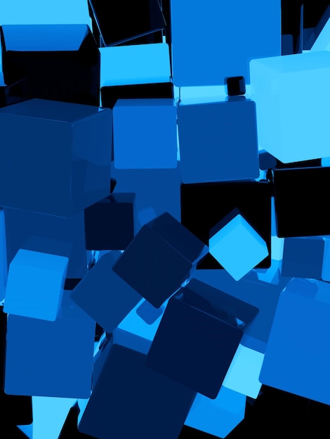 Foto cubo azul brilhante fundo abstrato 3d