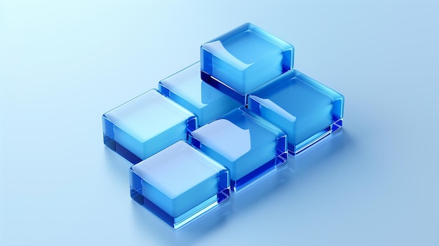 un cubo azul con un cuadrado en el medio está etiquetado con un cuadrada azul cuadrada