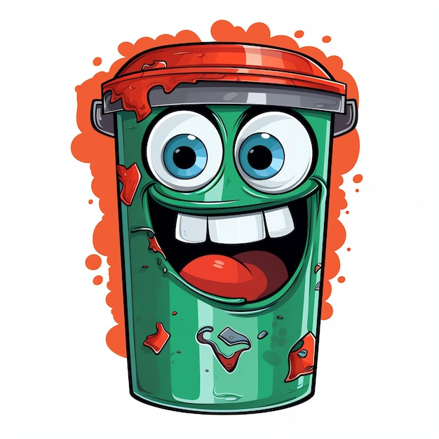 Foto cubo de basura dibujos animados redondos diseño de logotipo clipart