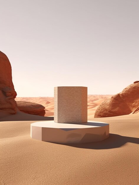 un cubo blanco en el desierto