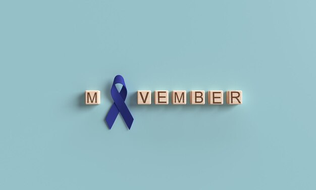cubo bloque madera cuadrado cinta azul color símbolo decoración ornamento movember texto fuente caligrafía