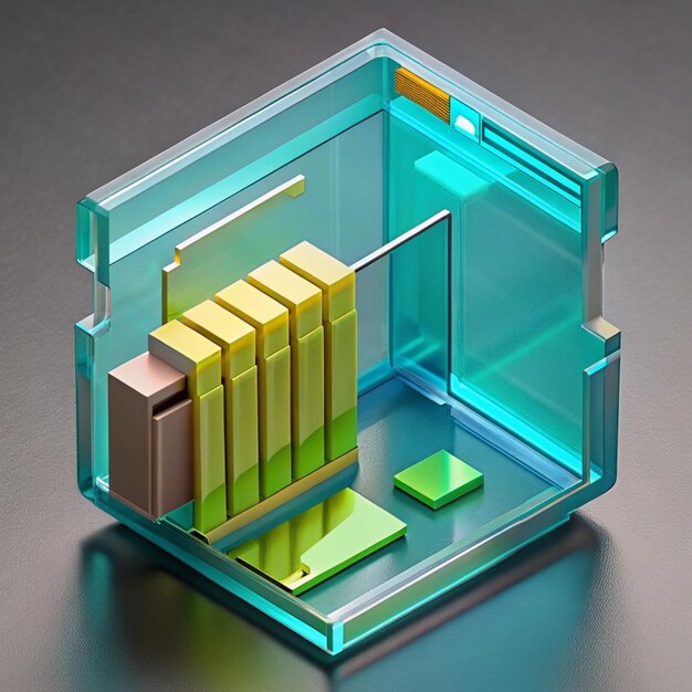 un cubo con una caja verde que dice quot la palabra cubo quot