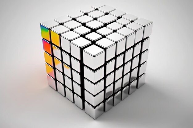 Foto un cubo con los colores del arcoíris