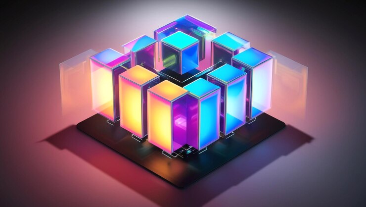 Foto un cubo de colores con una base de colores y una base de color
