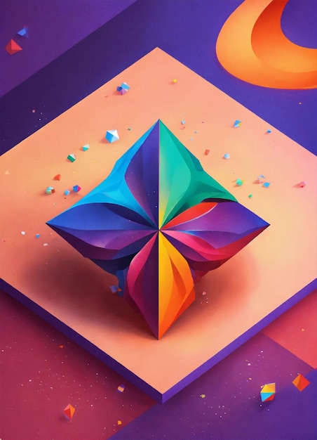 un cubo colorido con un diseño colorido en él