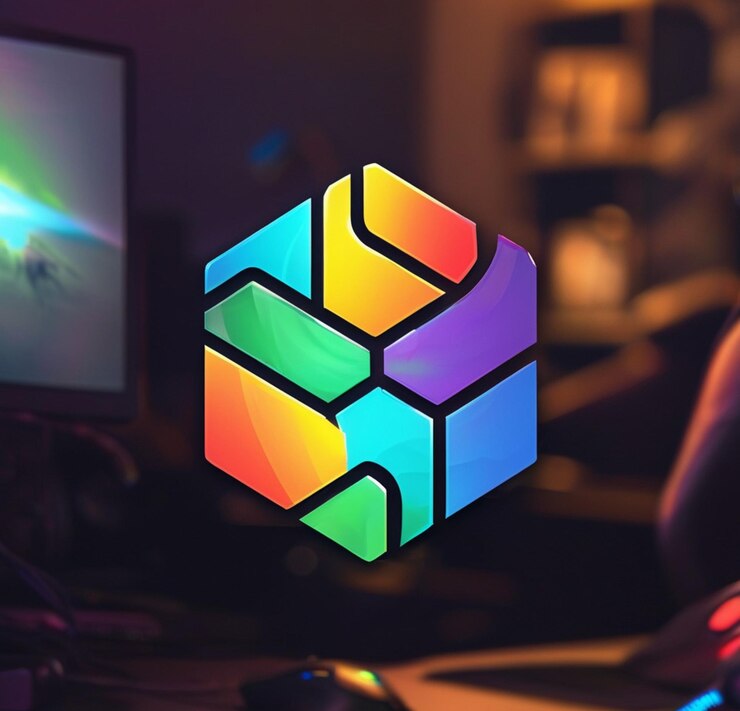 Foto un cubo colorido con un diseño colorido en él
