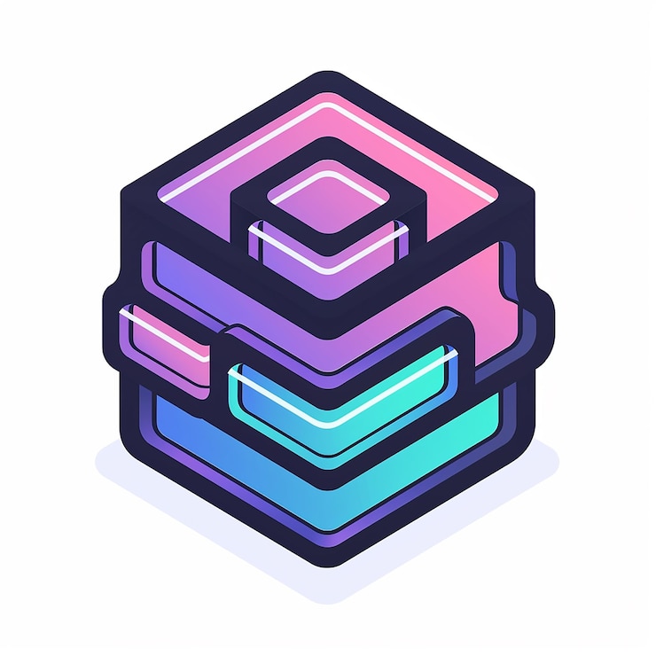 Foto un cubo colorido con un diseño púrpura y azul