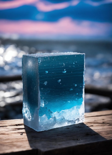 Foto cubo de gelo azul e limpo