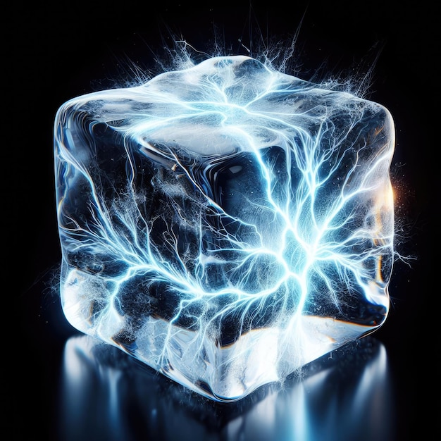 Foto cubo de gelo isolado em preto