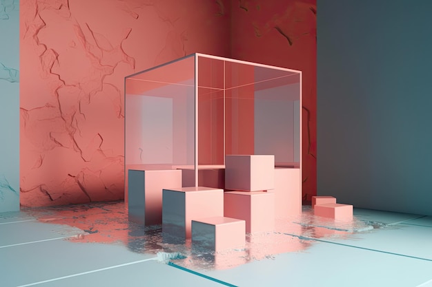 Un cubo en un dibujo de fondo abstracto