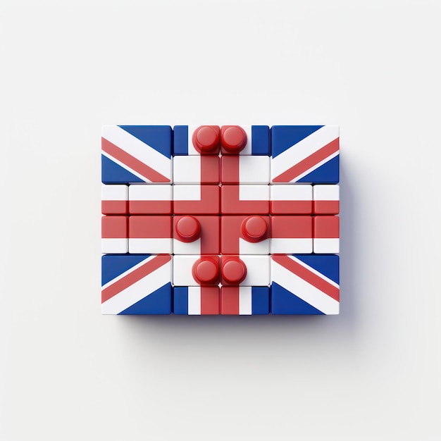 Un cubo formado por la bandera británica está formado por la bandera británica.