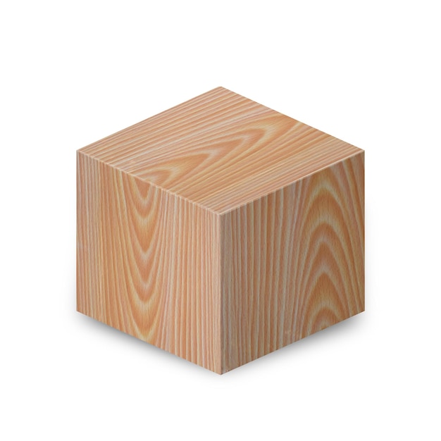 Cubo de formas geométricas de madera aislado sobre un fondo blanco