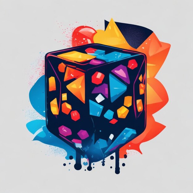 cubo geométrico isométrico colorido