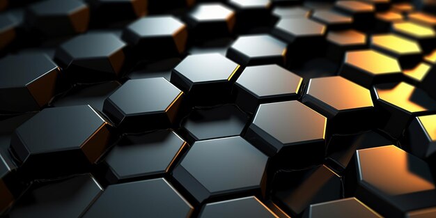 Cubo gexagonal fondo digital negro Generativo Ai