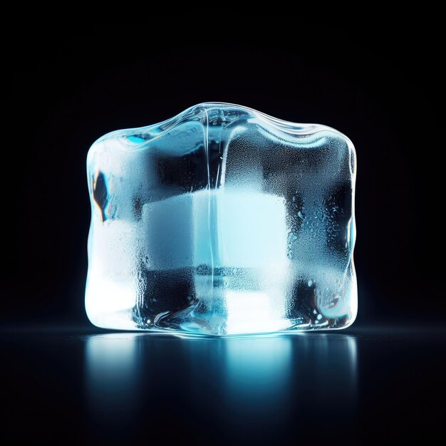 Foto cubo de hielo aislado en negro