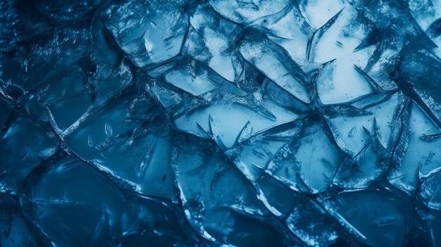 Un cubo de hielo azul con hielo