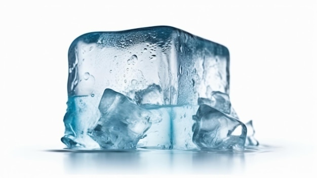 Un cubo de hielo azul con la palabra hielo